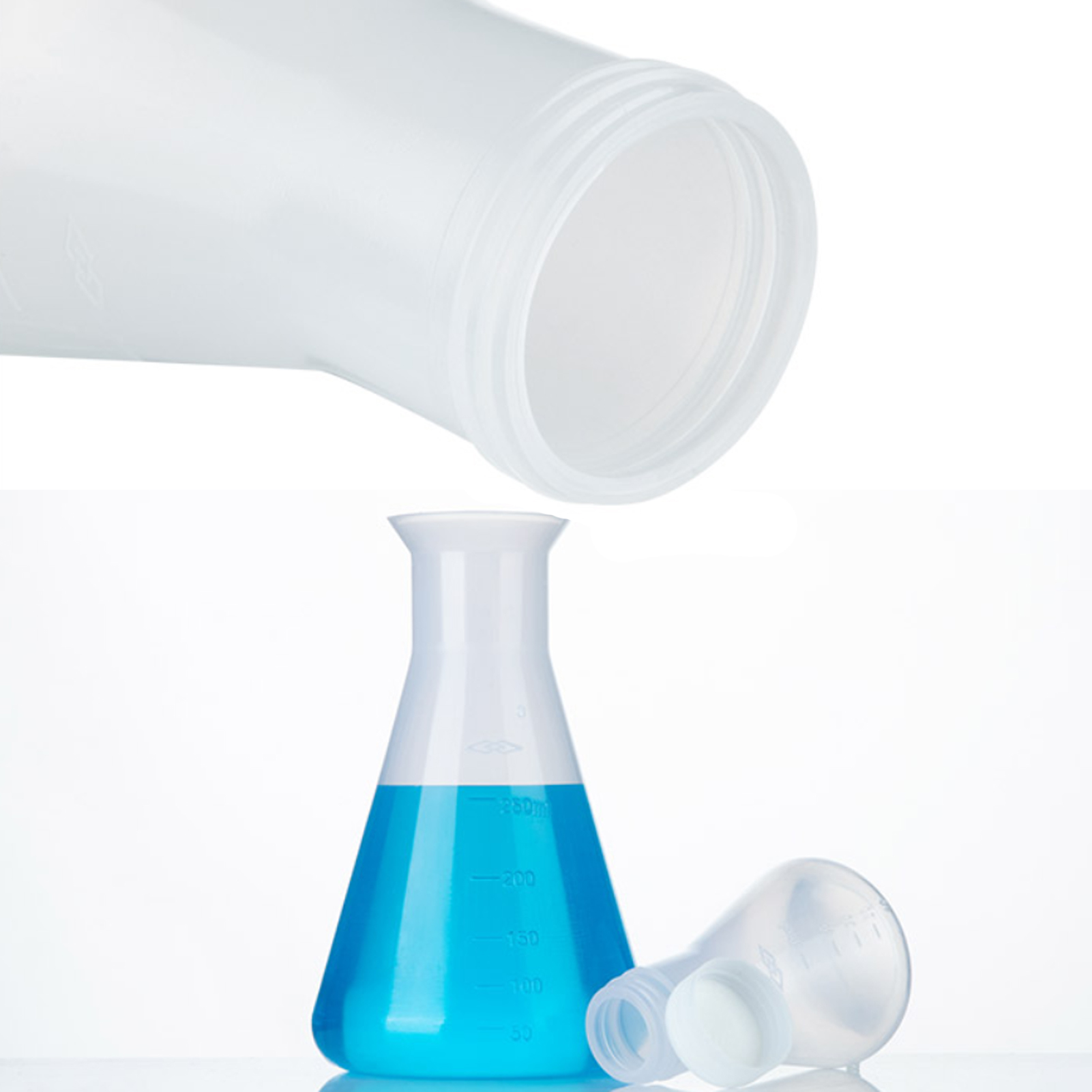 ADAMAS BETA Lab PP Plastic Triangular Flask Graduated Screw Cover/Bell Mouth Laboratory Conical Bottle 50-1000ml Reagent Storage Bottles