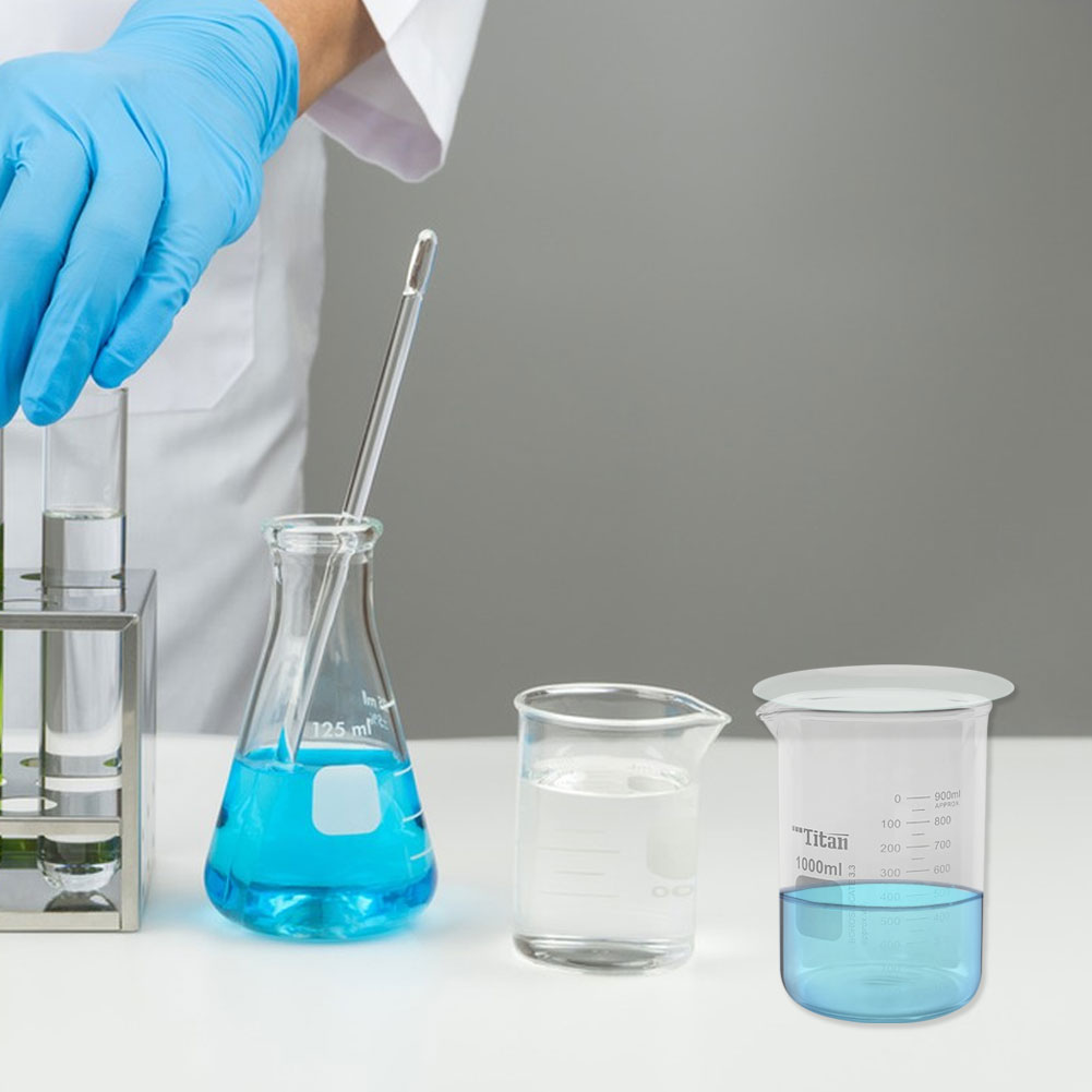 ADAMAS BEST Glass Beaker + Watch Glass Set High Borosilicate Thick Wall 1000ml Beaker Diameter 150mm Dish Cover/Cap for Lab