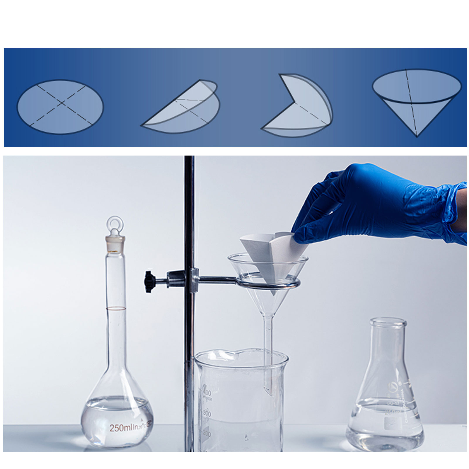 ADAMAS-BETA Qualitative Filter Paper Round Diameter 7-18cm Fast/Medium/Slow Triangular/Buchner Funnel for Lab Chemical Qualitative Analysis