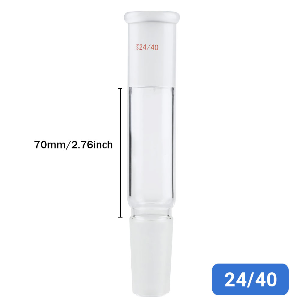 ADAMAS-BETA 1pcs Lab Glass Straight Connecting Adapter 70mm Inner/Outer Grinding Mouth 24/40 Borosilicate Glass Joint