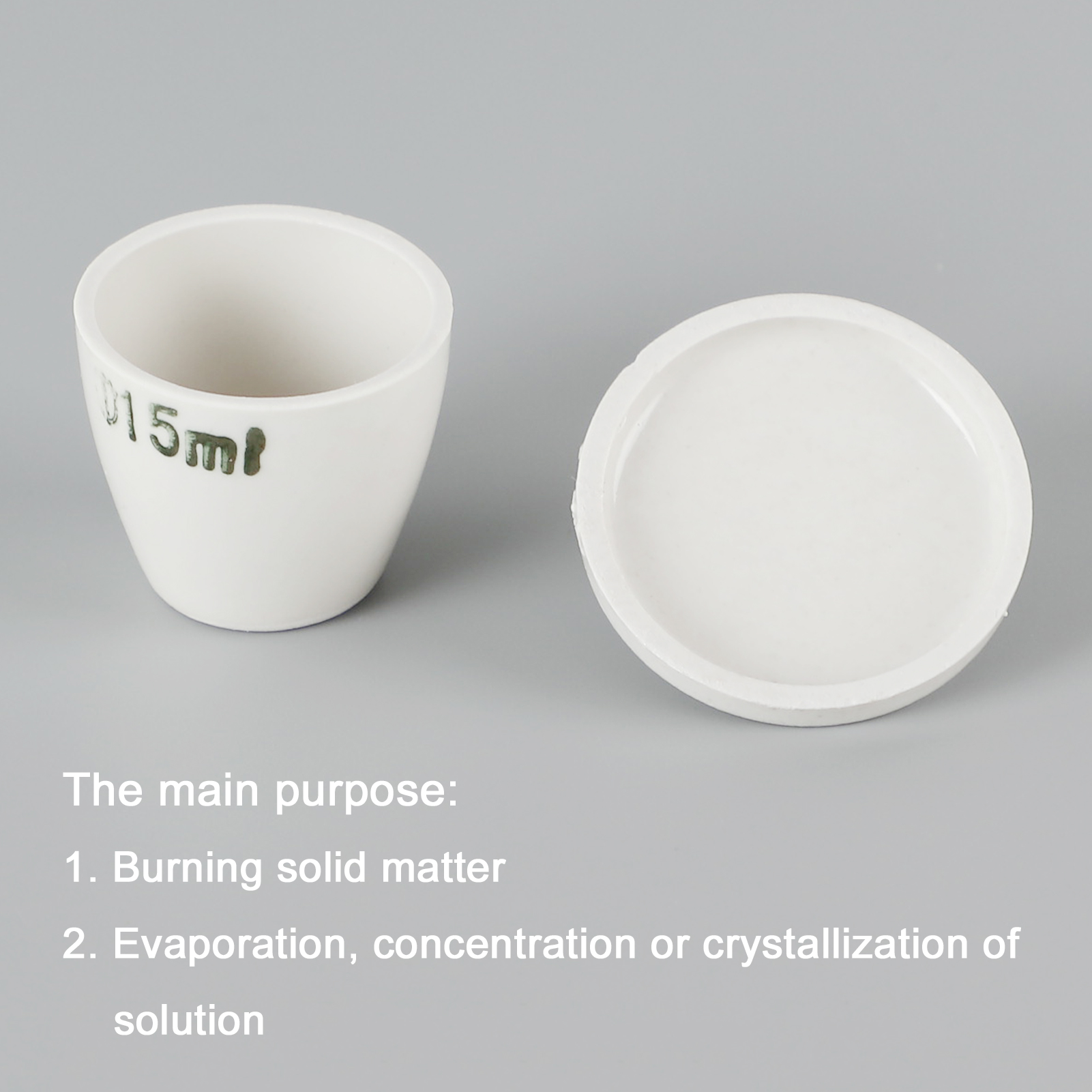 ADAMAS BETA Lab Ceramic Crucible with Cover 5-300ml for Laboratory Solvent Eevaporation/Crystallization Experiments