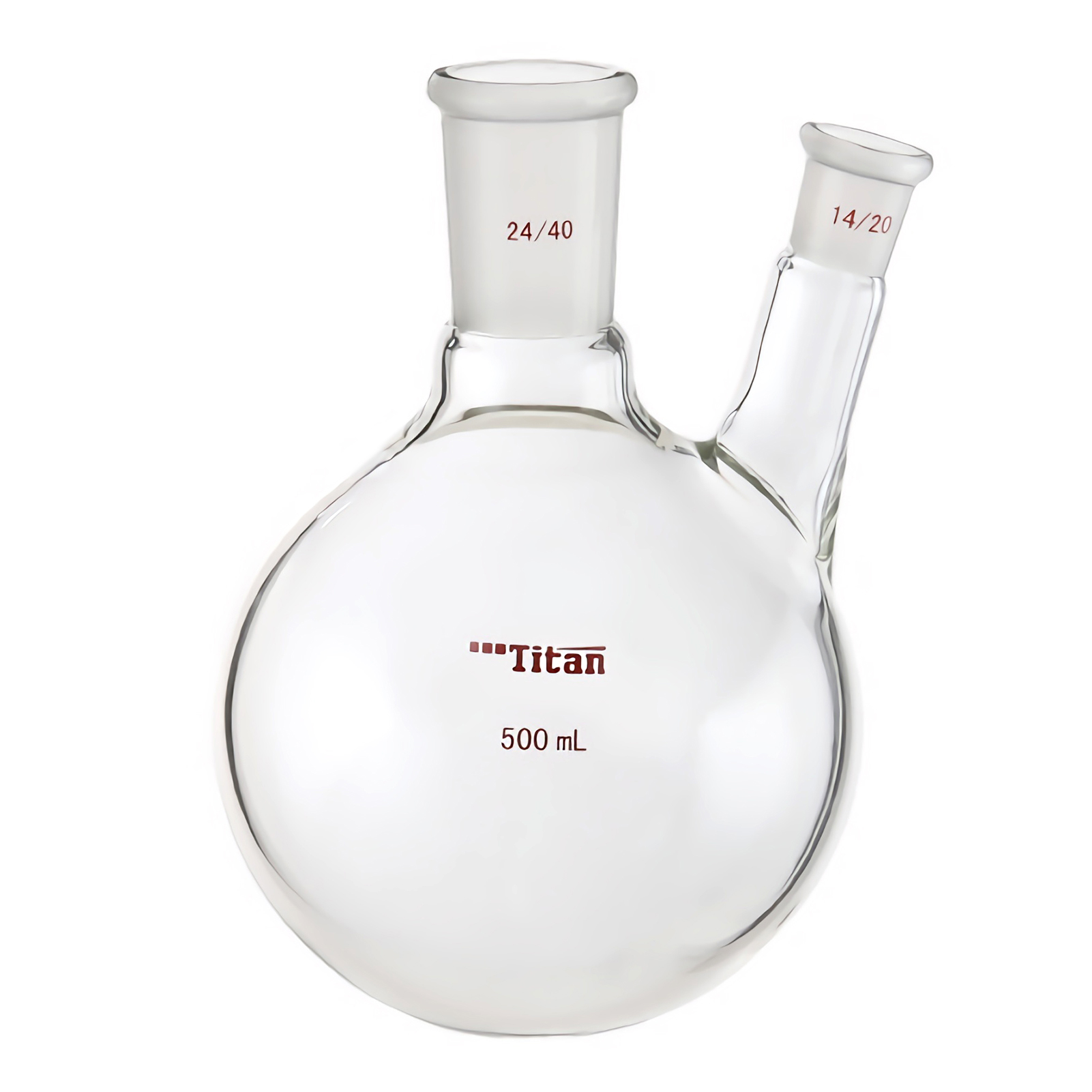 ADAMAS BETA Oblique Mouth Ball Bottle 25ml-1000ml Thick Walled Glass Flasks 2-Necked Grinded Lab Glassware for Distillation/Evaporation Experiment