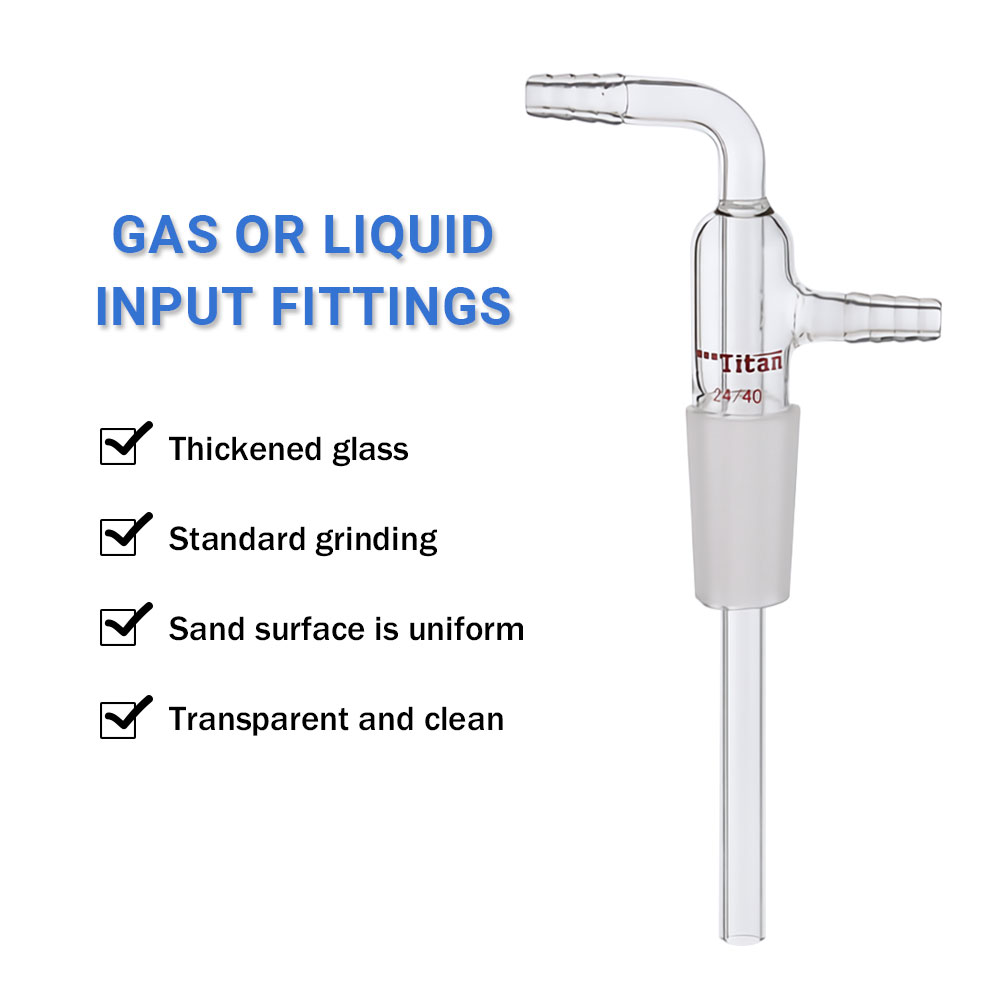 ADAMAS-BETA Glass Gas/Liquid Input Connector 75mm/250mm Air Extraction Joint with Pagoda Branch Pipe Grinding Mouth 24/40 Lab Tubes