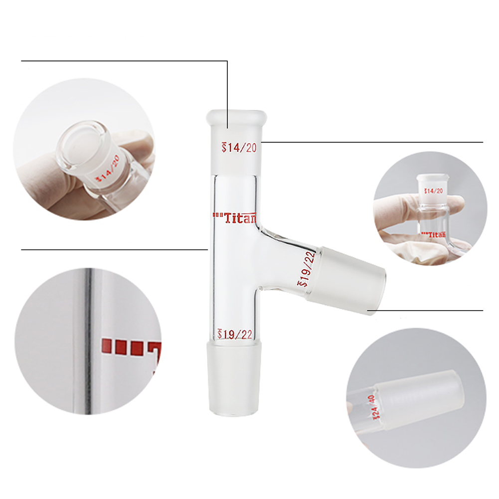 ADAMAS-BETA Laboratory Glass Supplies 75° Glass Head 3-Grind Chemistry Experiment Common Distillation Flask/Tube Connetor