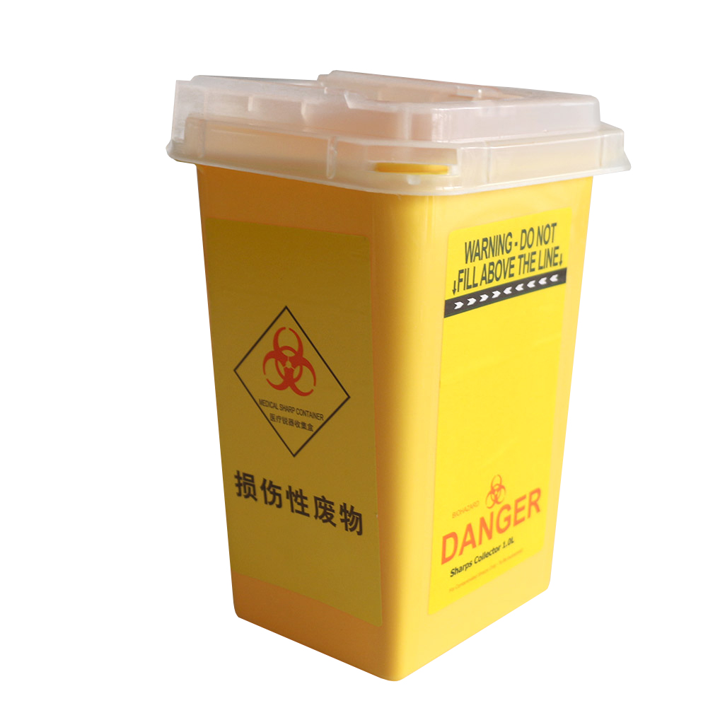 ADAMAS-BETA Yellow Sharp Box Medical Waste Trash Can Square/Round Sharp Weapon Box with Cover Lab Big Capacity Plastic Storage Box