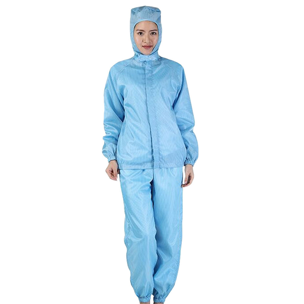 ADAMAS BETA Hooded Cleaning Clothing 2-Piece Split Coverall Suit Dustproof Long Sleeve Protective Blue Stripe Laboratory Antistatic Wear