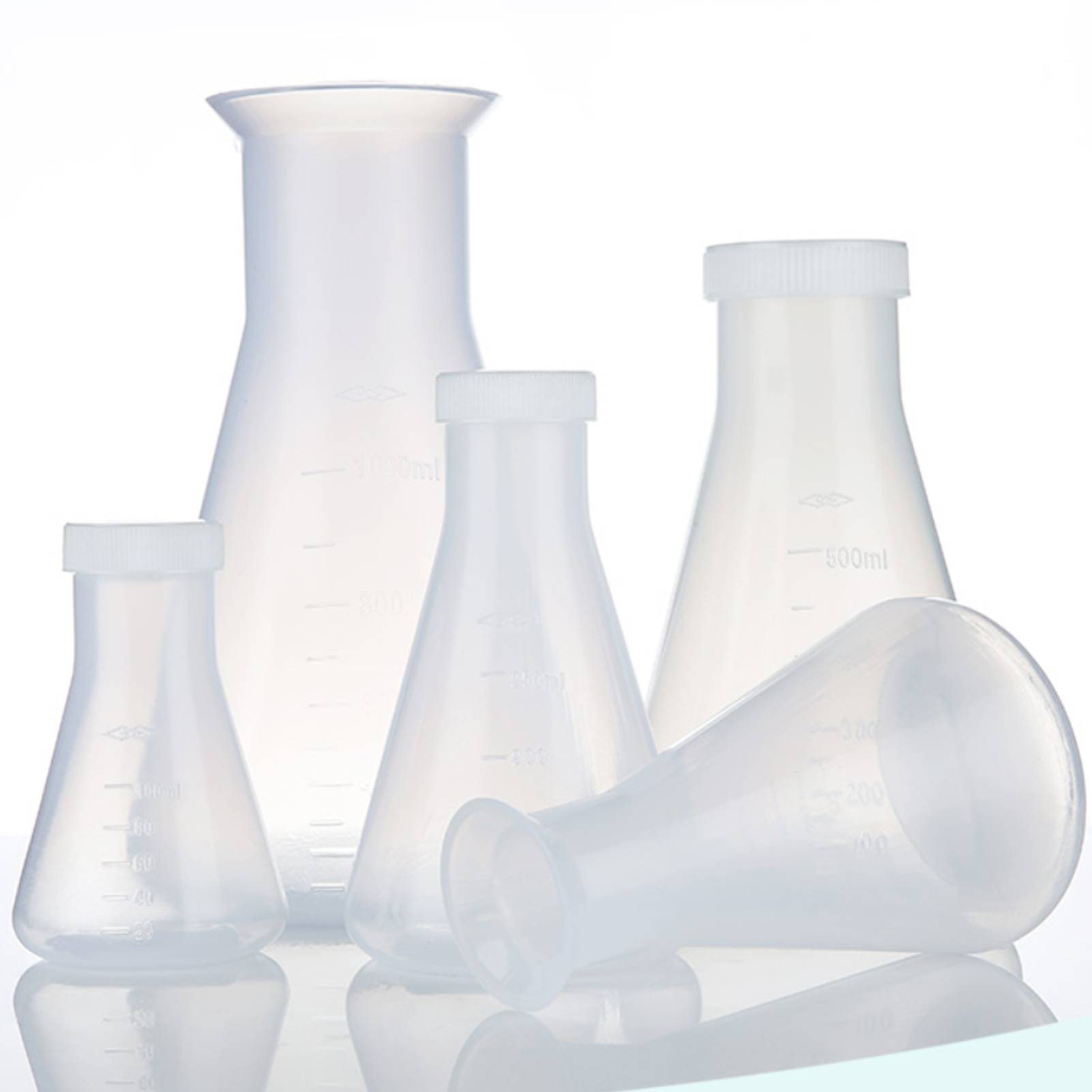 ADAMAS BETA Lab PP Plastic Triangular Flask Graduated Screw Cover/Bell Mouth Laboratory Conical Bottle 50-1000ml Reagent Storage Bottles