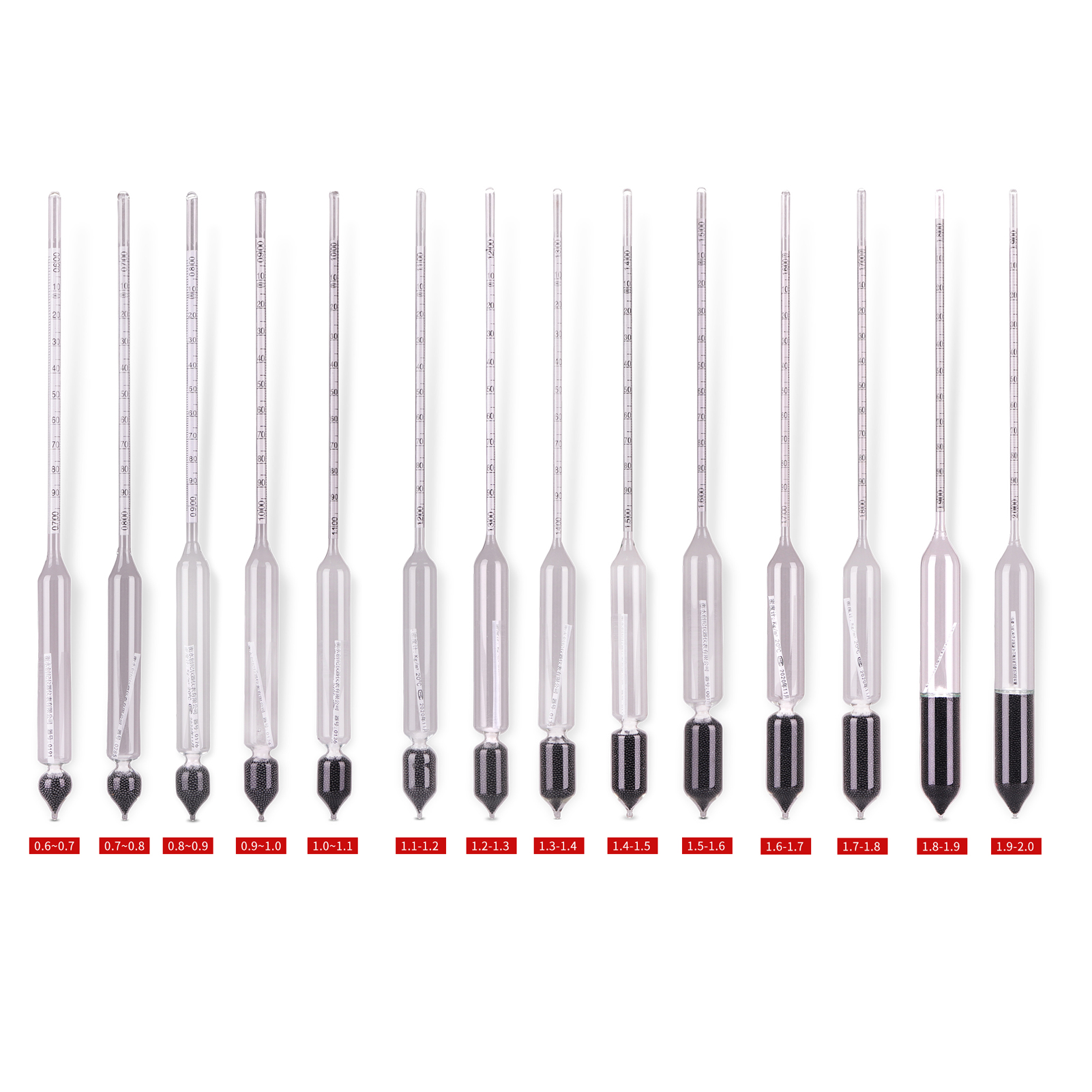 ADAMAS BETA Lab Glass Densitometer High Precision Hydrometer 0.6-2.0g/ml Liquid Concentration Measurement Experiment Common Laboratory Device