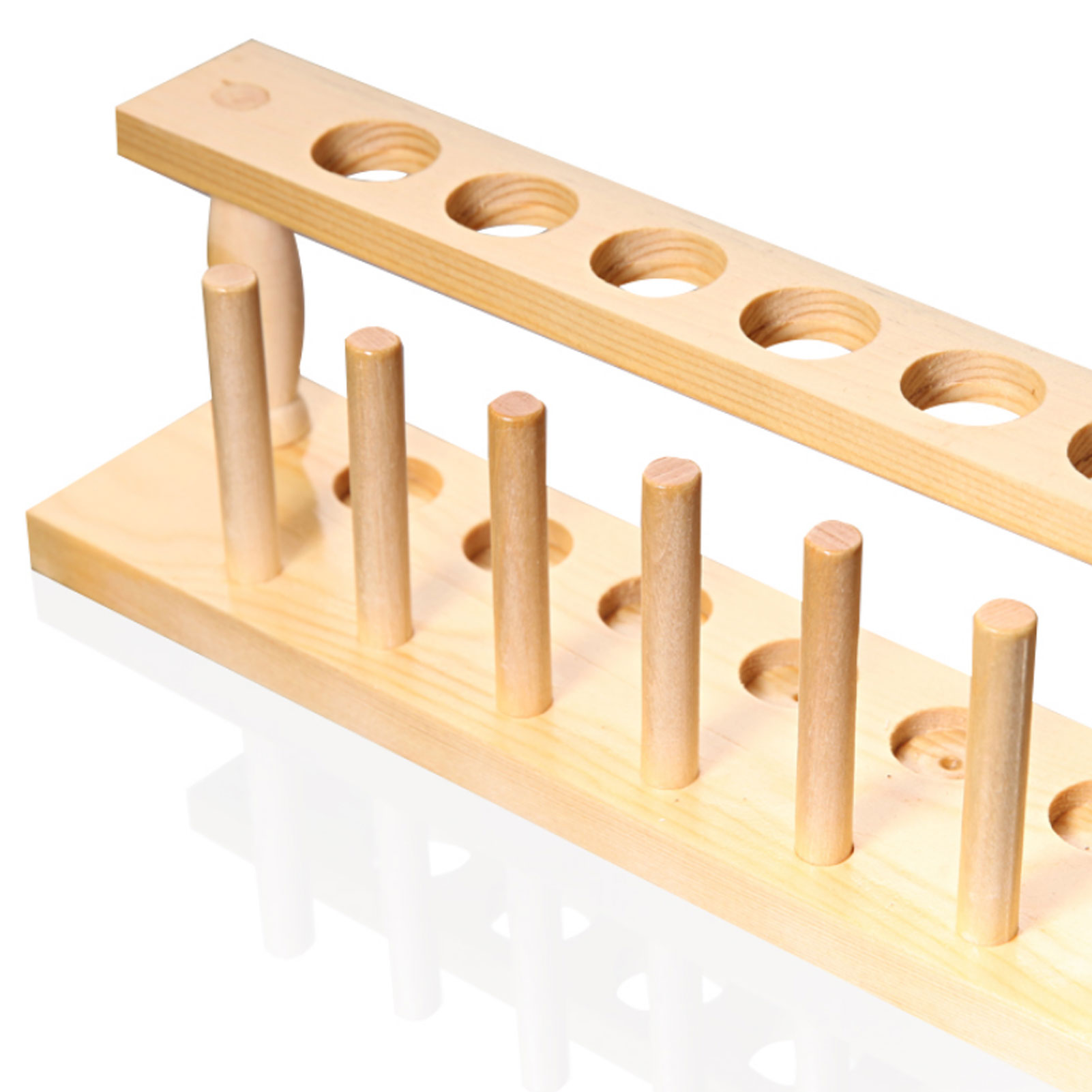 ADAMAS BETA Wooden Test Tube Rack 6-12Well with Stand Sticks Hole Diameter 22mm for Laboratory Tube Storage/Drying Holder