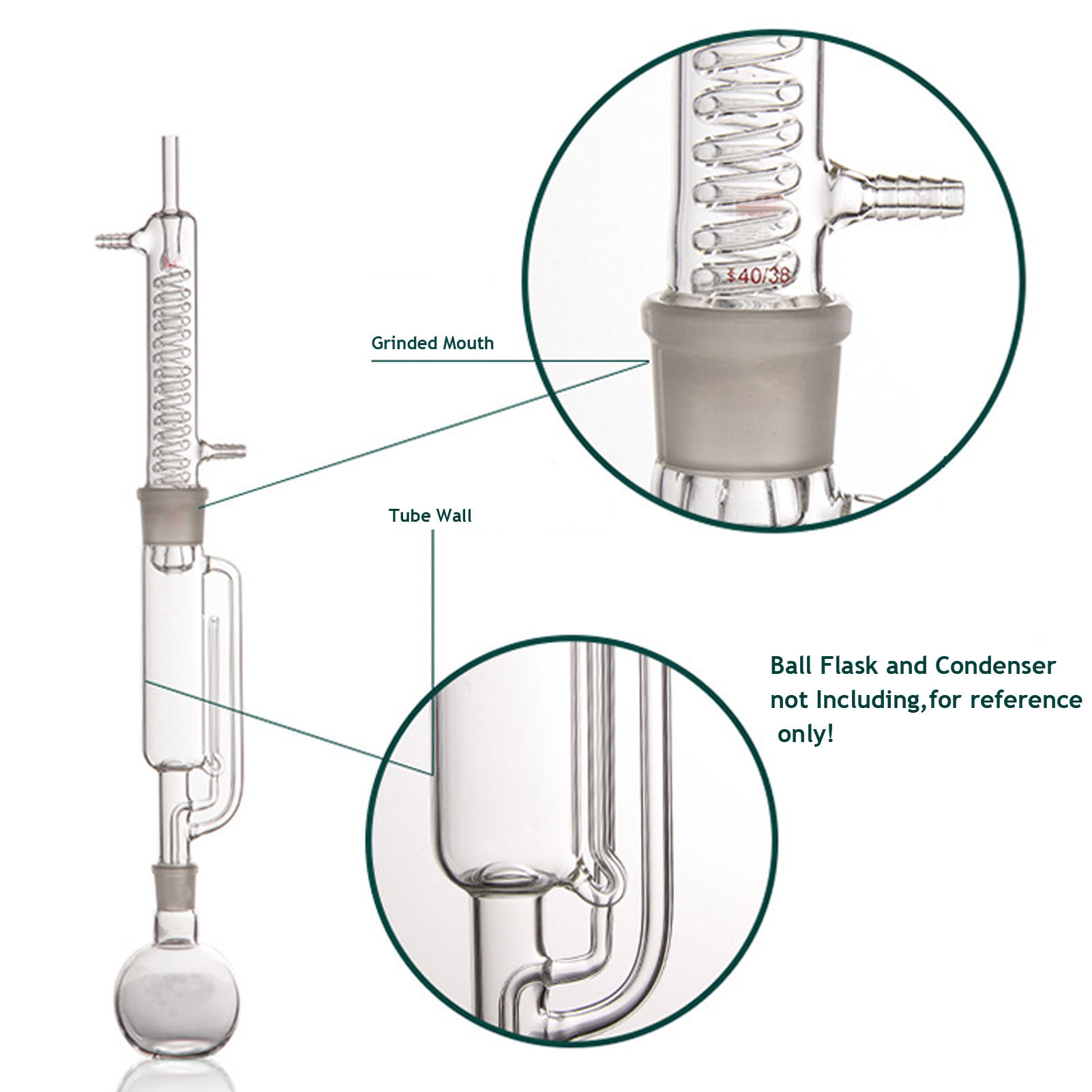 ADAMAS-BETA Soxhlet Fat Extractor High Borosilicate Glass Extraction Tube Grinding Mouth 55/50 45/50 34/45 Lab Glassware Cylinder