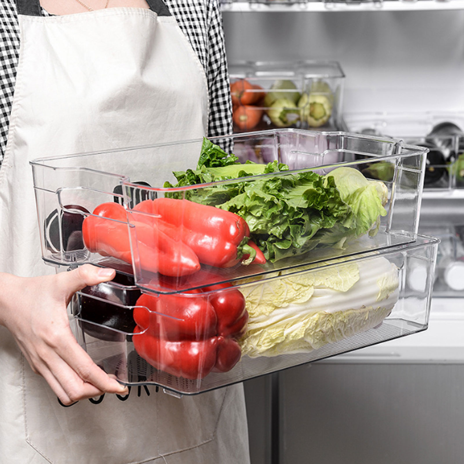 ADAMAS BETA Lab PET Refrigerator Reagent Storage Box With Handle Transparent 37.5cm/32cm Laboratory Plastic Storage Box