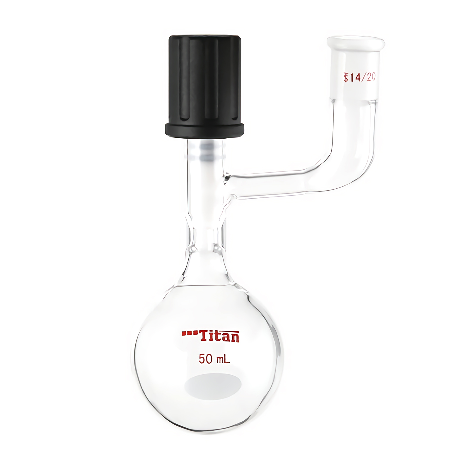 ADAMAS BETA Tetrafluoro High Vacuum Valve Solvent Storage Ball Bottle 50ml,500ml,1000ml Glass Round Bottom Grinded Laboratory Reaction Bottles