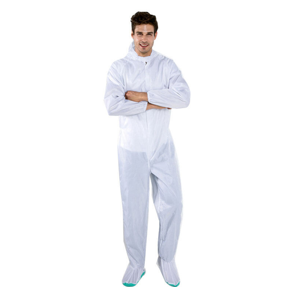 ADAMAS BETA Lab Hooded Cleaning Clothing One-piece Coverall Suits Dustproof Long Sleeve Protective White Stripe Laboratory Antistatic Wear