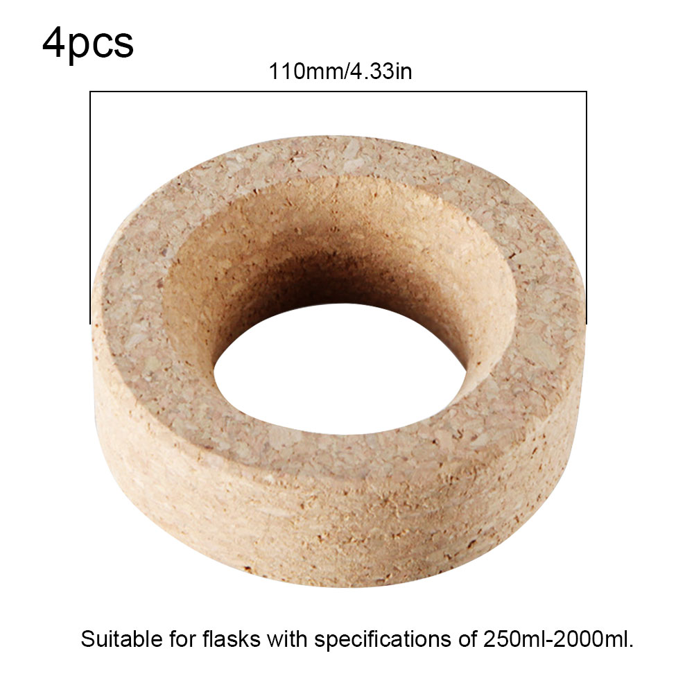 ADAMAS-BETA 4pcs Lab Cork Flask Holder Glass Round Bottom Bottle Bracket Experimental Wooden Phellem Flask Pad 80-120mm 