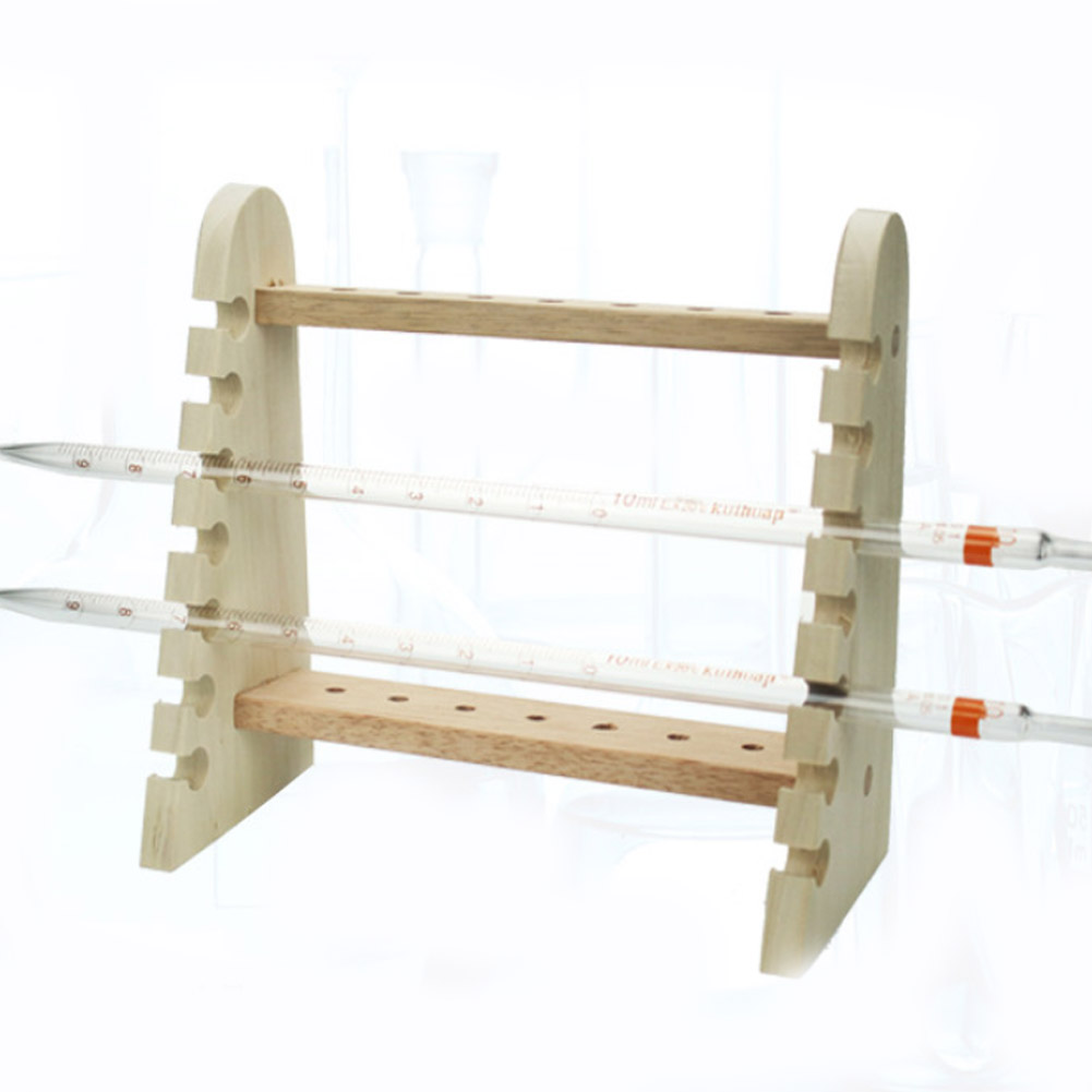 ADAMAS-BETA Lab Wooden Pipette Rack Trapezoid / Disc Type Laboratory Horizontal Pipe Holder 7 Wells 16 Holes for 10ml 25ml Pipettes