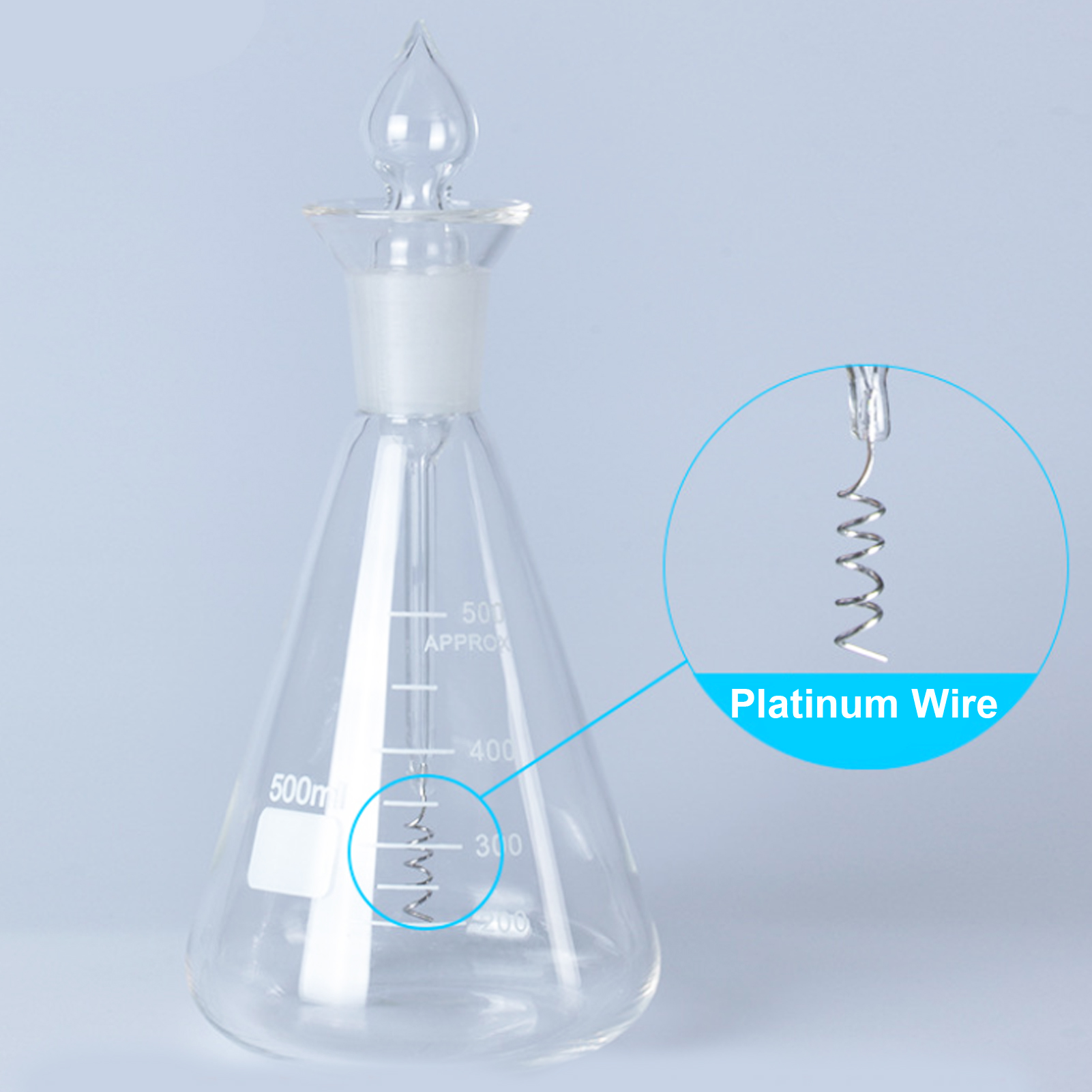 ADAMAS BETA Glass Oxygen Combustion Cylinder Laboratory Quartz Conical Flask with Platinum Wire Triangle Flasks 500ml 1000ml Burning Bottle