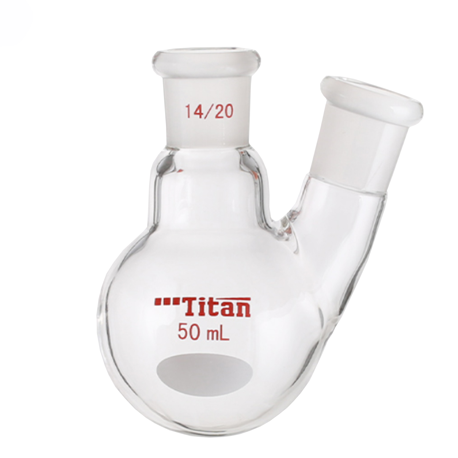 ADAMAS BETA Oblique Mouth Ball Bottle 25ml-1000ml Thick Walled Glass Flasks 2-Necked Grinded Lab Glassware for Distillation/Evaporation Experiment