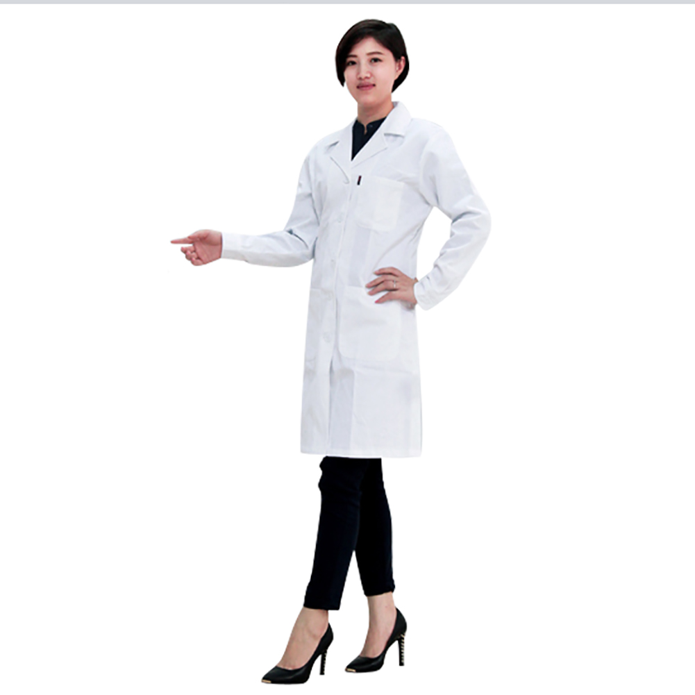 ADAMAS BETA Lab White Coat 100% Cotton Single Breasted Long Sleeve Men's/Women's Nurse Uniform Laboratory Overcoat with Pockets