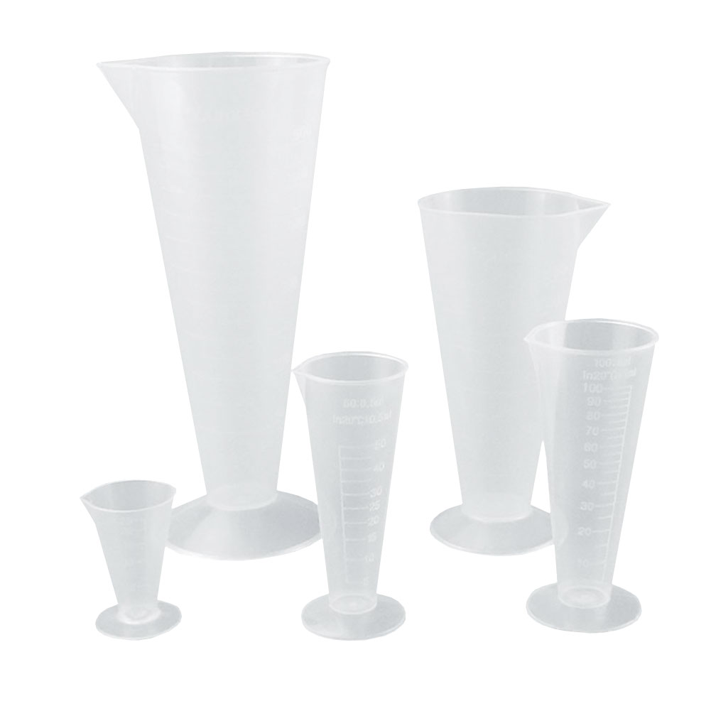 ADAMAS-BETA Lab Glass Measuring Cup Triangle Beaker Plastic Measuring Cup for Weighing Liquids Solids