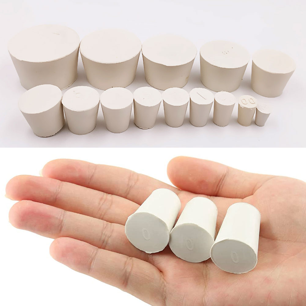 ADAMAS BETA Wholesale 26-30pcs White Rubber Plug Mixed Size Sealing Solid Cork without Hole Laboratory Conical Bottle Stoppers for Test Tube/Flask
