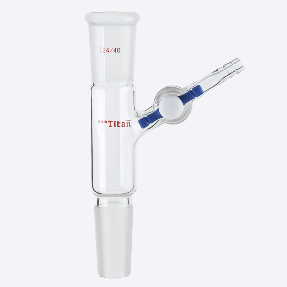 ADAMAS-BETA High Borosilicate Glass Connector 45 Degree Teflon Stopcocks Pipe Lab Joint with PTFE Gate Grinding Mouth 14/20 24/40 
