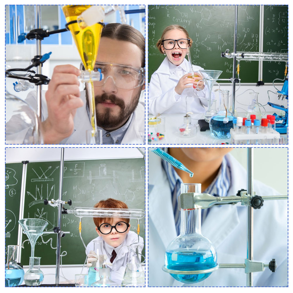 ADAMAS-BETA Lab Iron Frame Platform Set Beaker Clamp Iron Ring Cross Clips 40-70cm Metal Pole Height for Heating Experiment