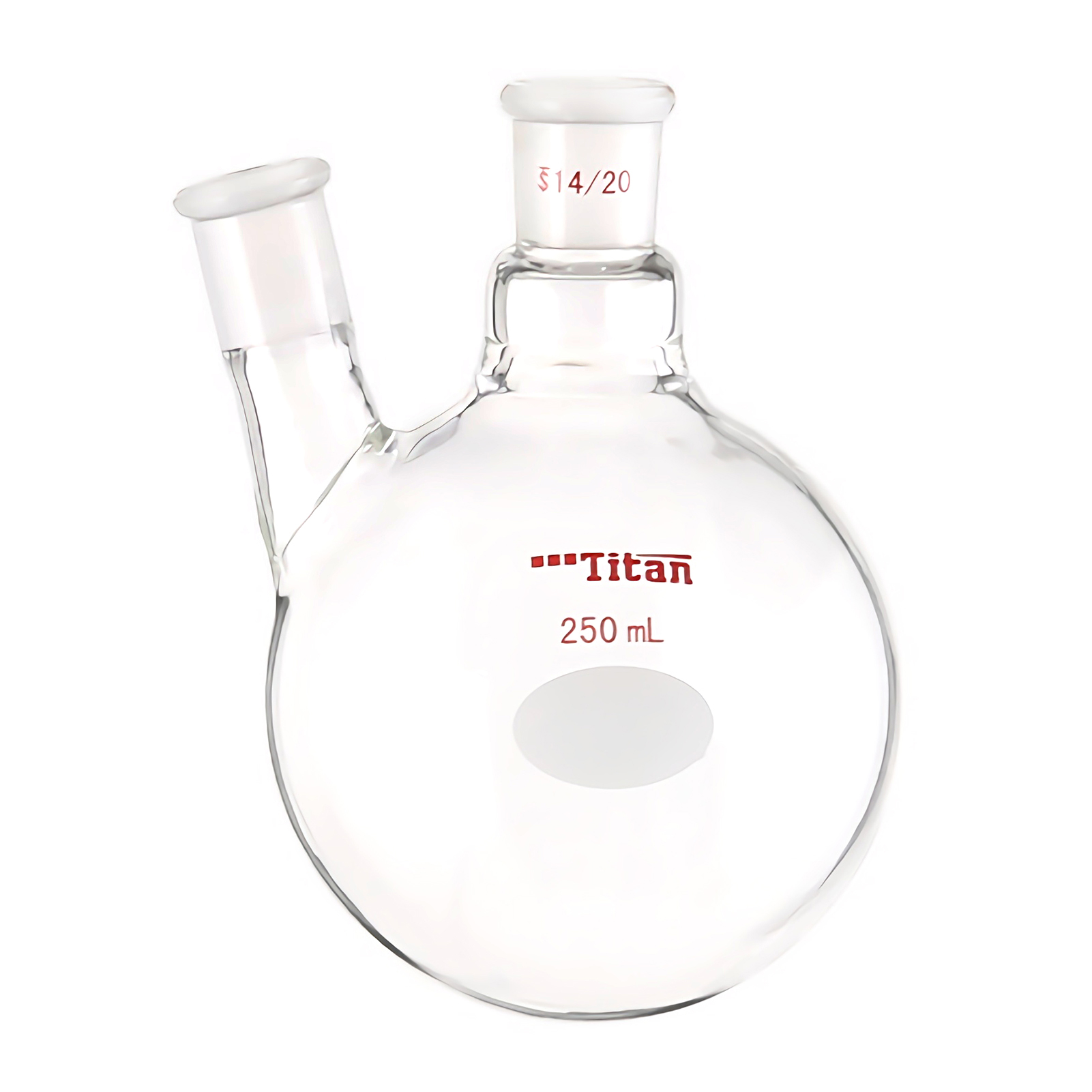 ADAMAS BETA Oblique Mouth Ball Bottle 25ml-1000ml Thick Walled Glass Flasks 2-Necked Grinded Lab Glassware for Distillation/Evaporation Experiment