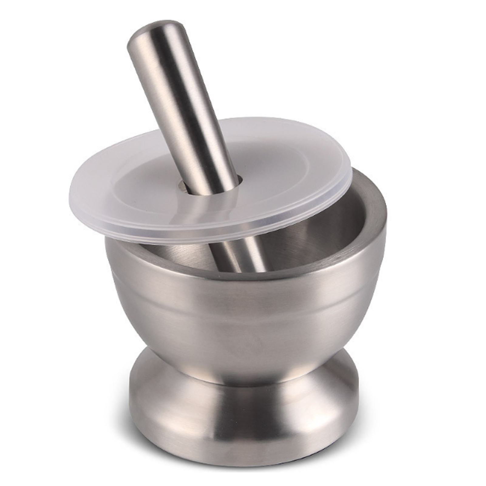 ADAMAS-BETA Lab 304 Stainless Steel Mortar Pestle Set 85mm 98mm with Grinding Rod Holed Dustproof Cover for Laboratory Tamping/Grinding