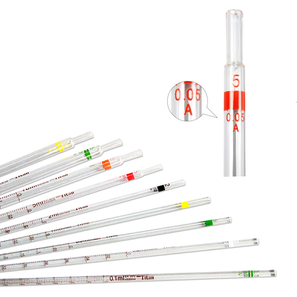 ADAMAS BETA Ring-marked Graduated Straw Pipe High Borosilicate Glass Pipette Laboratory Trace Liquid Transfer Tubes 0.5-50ml Dropper