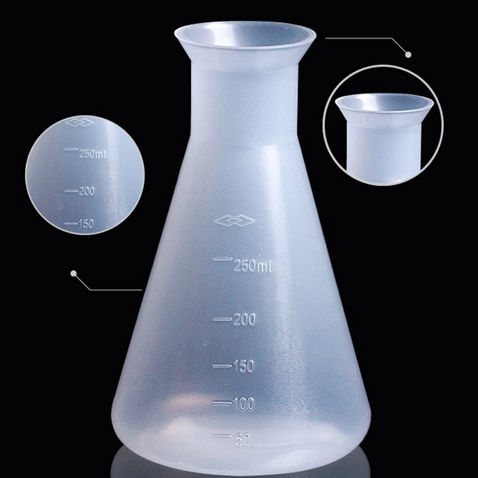 ADAMAS BETA High Temperature Resistance Bellmouth Plastic Triangle Flask 100ml 250ml Laboratory PP Graduated Conical Flask Reagent Storage Bottle