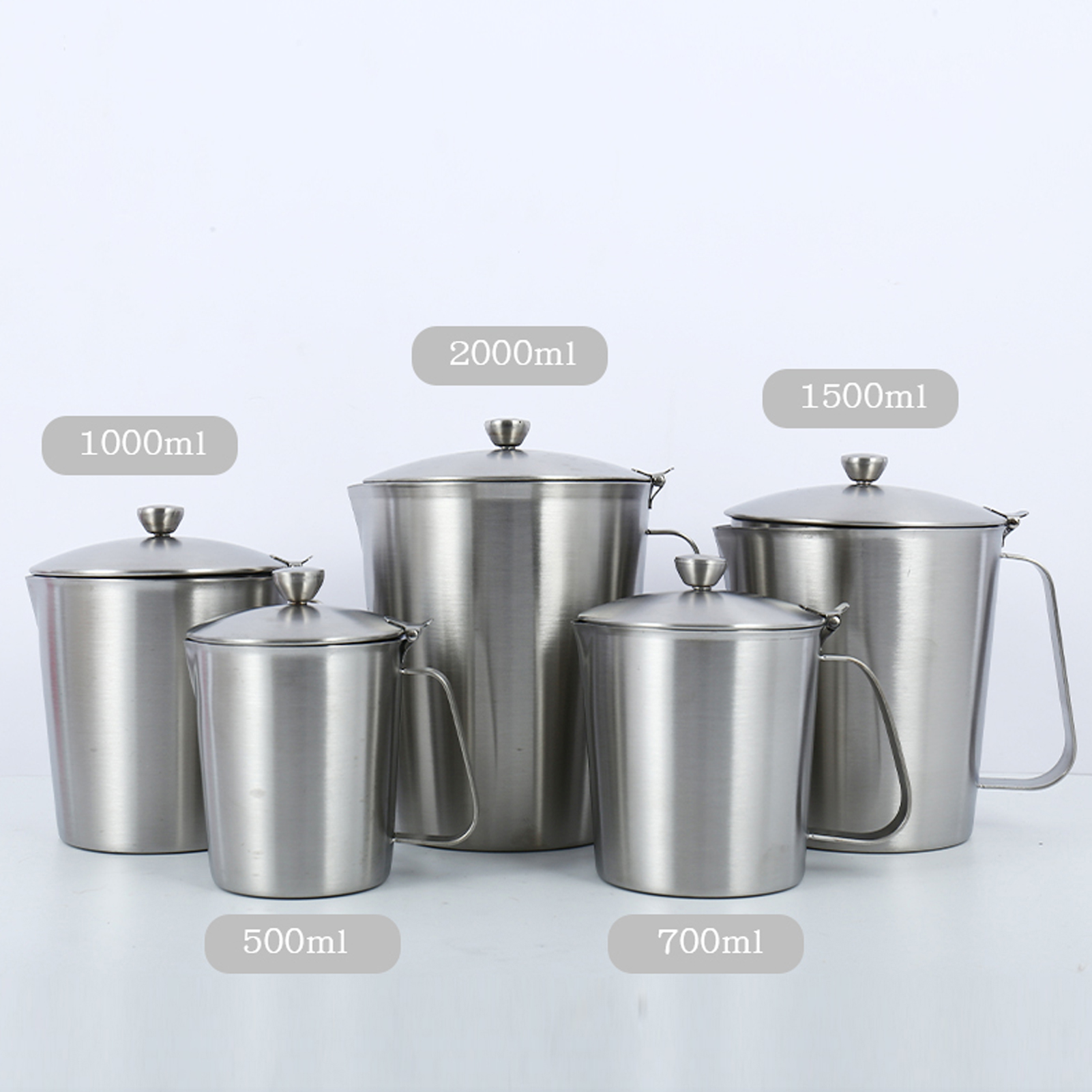 ADAMAS-BETA 304 Stainless Steel Measuring Cup Graduated Laboratory Beaker with Handle Olecranon Outlet 350-2000ML Large Capacity