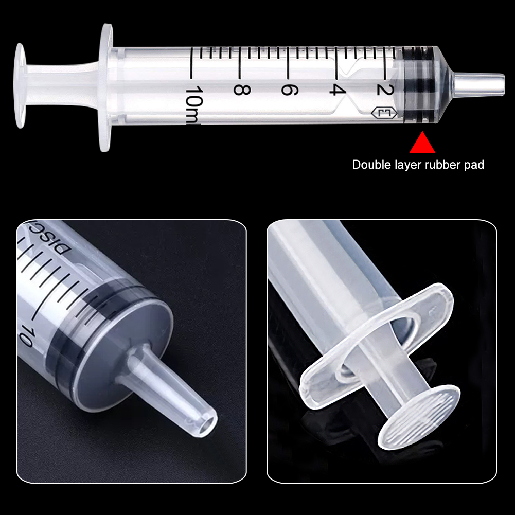 ADAMAS-BETA 20pcs/Lot Industrial Plastic Needle Cylinder 10ml Glue Perfume Dispenser Hand Push Type Graduated Lab Liquid Rinser