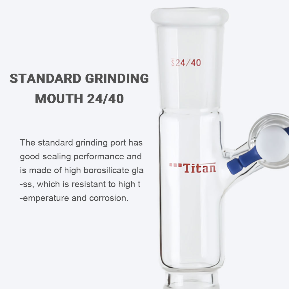 ADAMAS-BETA High Borosilicate Glass Connector 45 Degree Teflon Stopcocks Pipe Lab Joint with PTFE Gate Grinding Mouth 14/20 24/40 