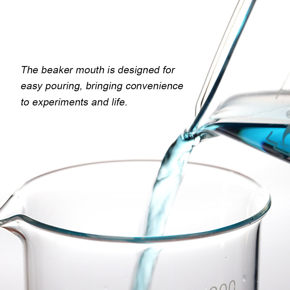 ADAMAS BETA 3.3 Boro Glass Beaker Set 5-14pcs Low Form with Spout Lab Measuring Cup Graduated 10-1000ml Beaker Clamp/Brush/Glass Stirring Rod