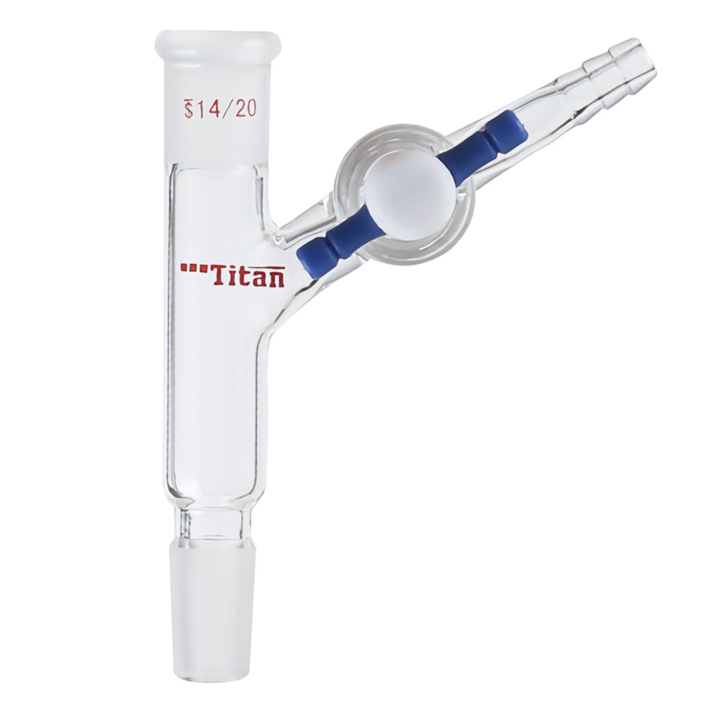 ADAMAS-BETA High Borosilicate Glass Connector 45 Degree Teflon Stopcocks Pipe Lab Joint with PTFE Gate Grinding Mouth 14/20 24/40 