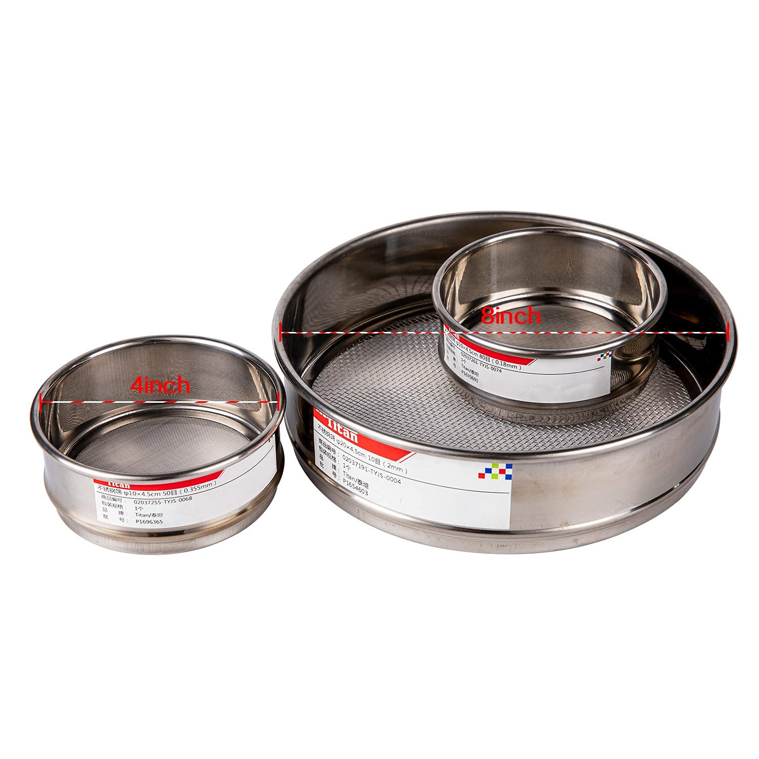 Adamas-Beta φ10×4.5cm 130 Mesh 304 Stainless Lab Sieves Economy Test Sieve 304 Stainless Steel Wire Cloth（0.112mm）