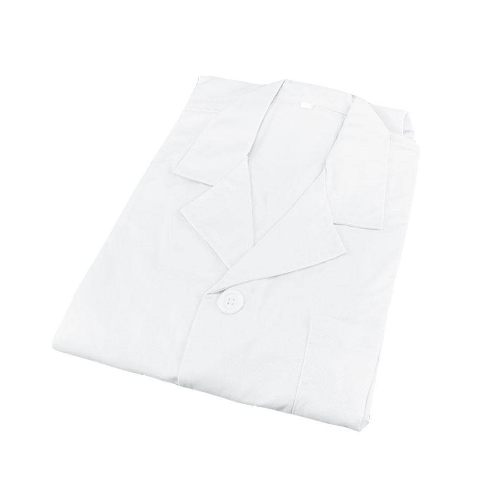 ADAMAS BETA Lab White Coat Cotton Thin Style Single Breasted Short Sleeve Women's Nurse Uniform Laboratory Blue Coat with Pockets