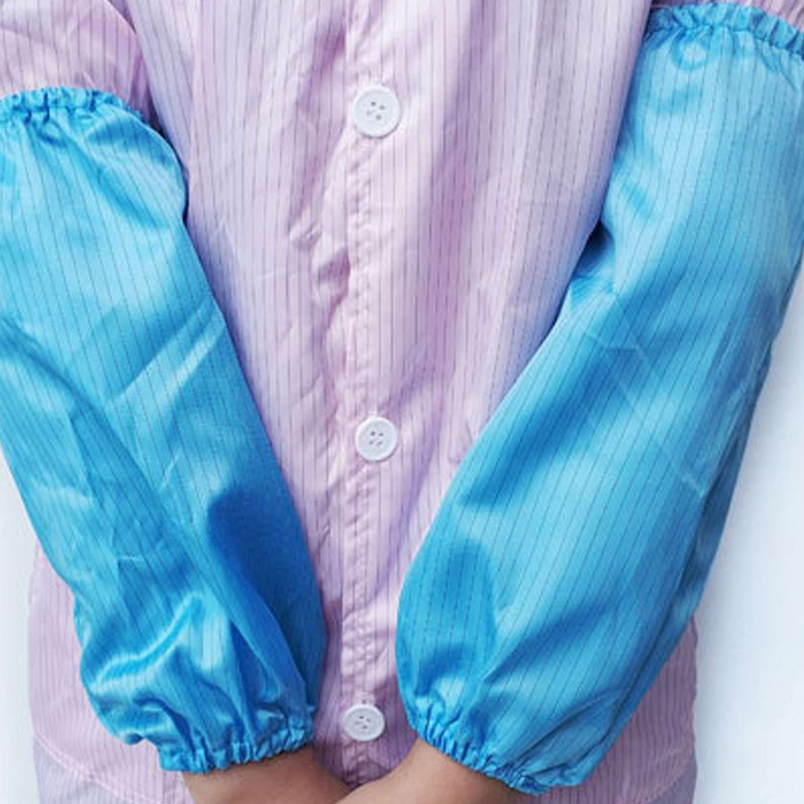 ADAMAS BETA 5 Pairs Lab Antistatic Sleeve Cover Unisex Dust-free One Size Elastic Cuffs Breathable Blue Stripe Sleeves for Workshop/Laboratory