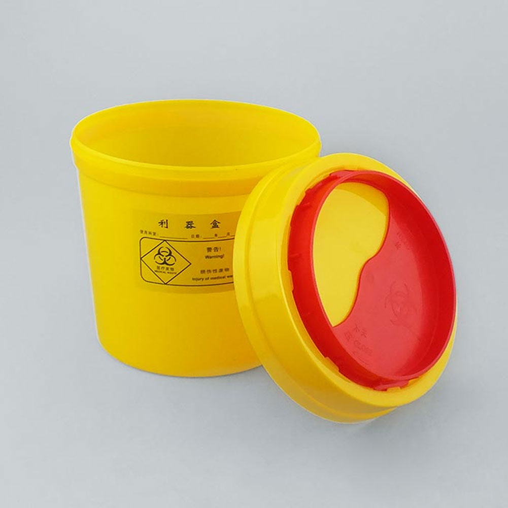 ADAMAS-BETA Yellow Sharp Box Medical Waste Trash Can Square/Round Sharp Weapon Box with Cover Lab Big Capacity Plastic Storage Box