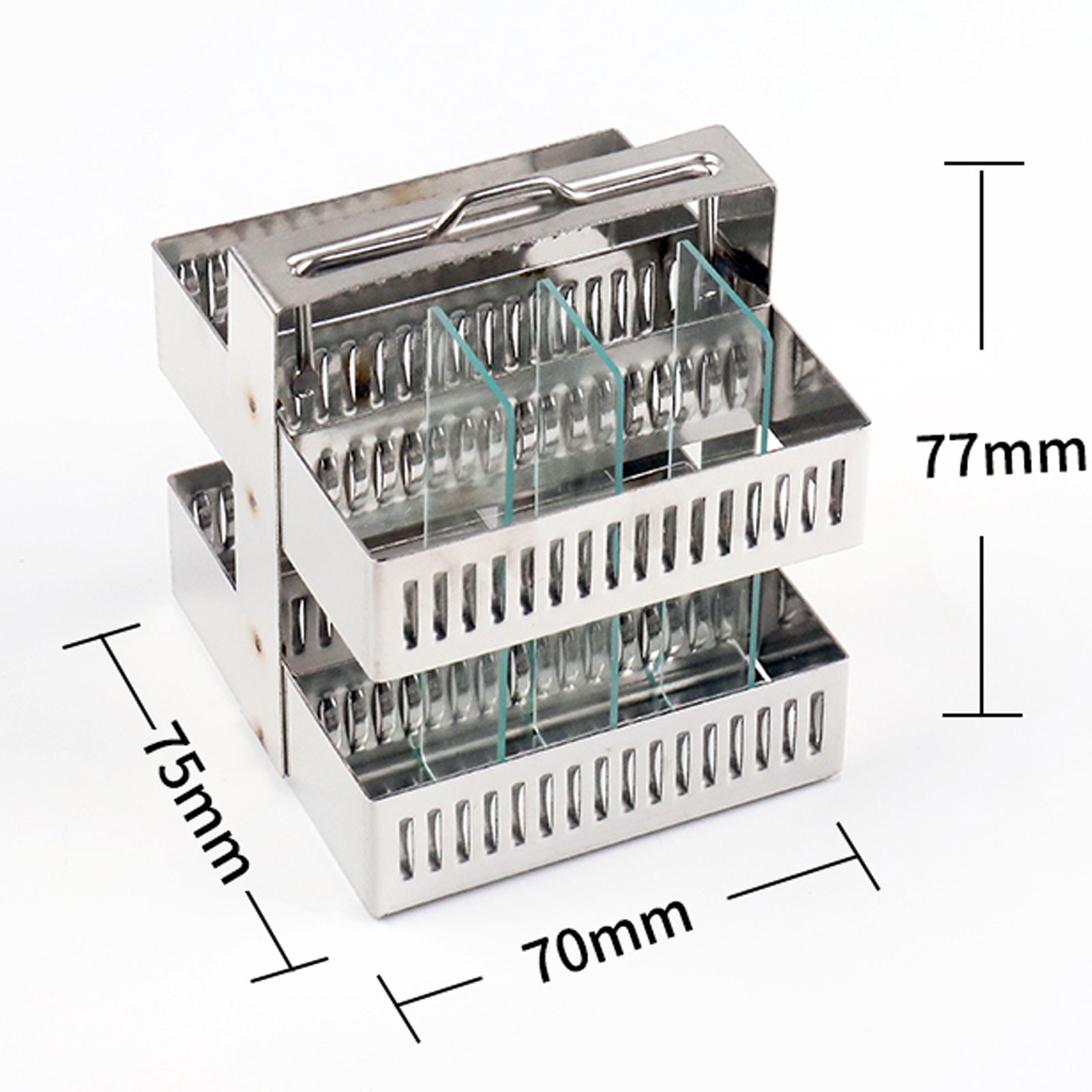ADAMAS BETA Lab Stainless Steel Slide Dyeing Rack with Handle Laboratory Slide Storage Holder Suitable for 20/30/60 Sheets Standard Slides