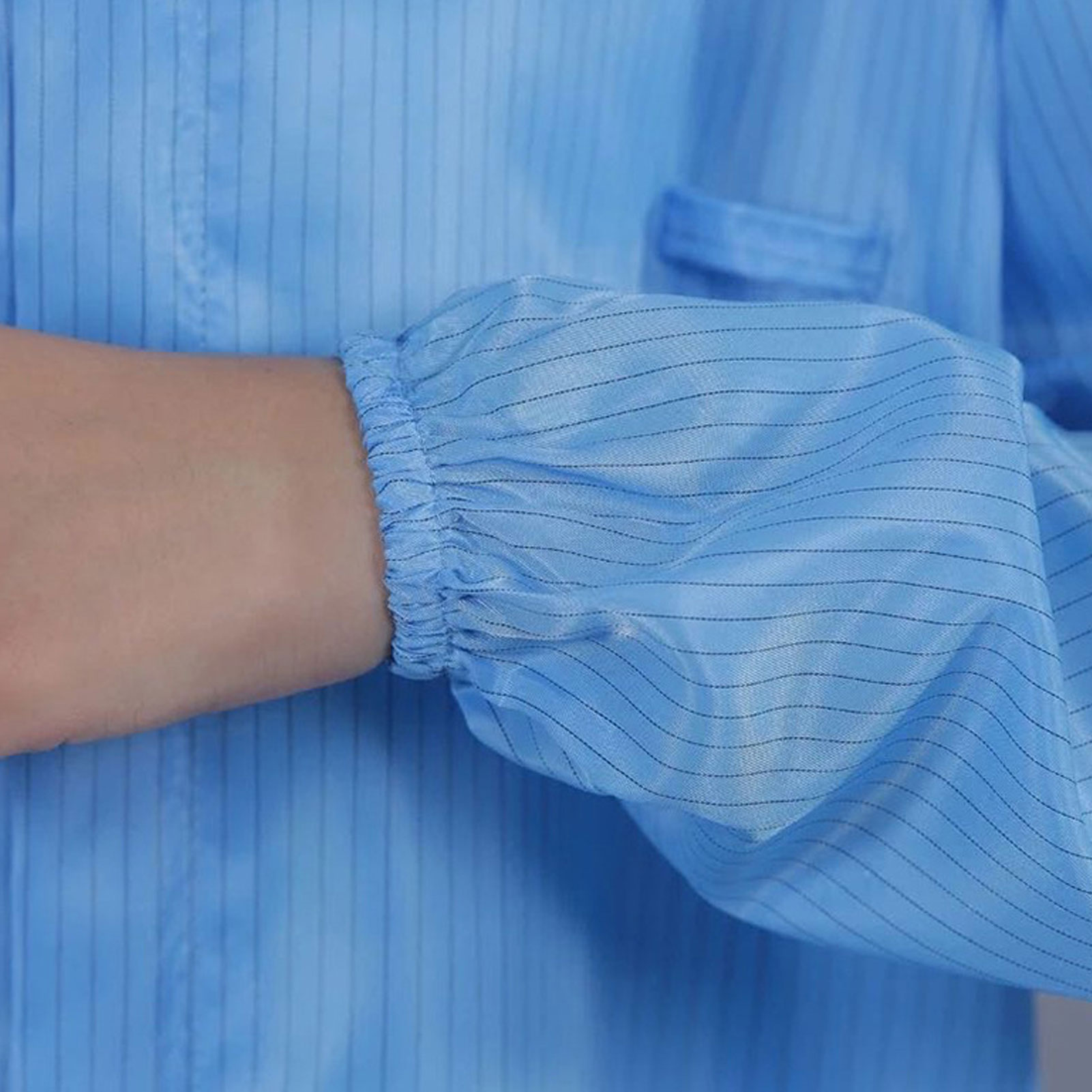 ADAMAS BETA Lab Blue Stripe Lapel Antistatic Clean Coat Polyester Single Breasted Long Sleeve Dust-free Protective Clothing for Women