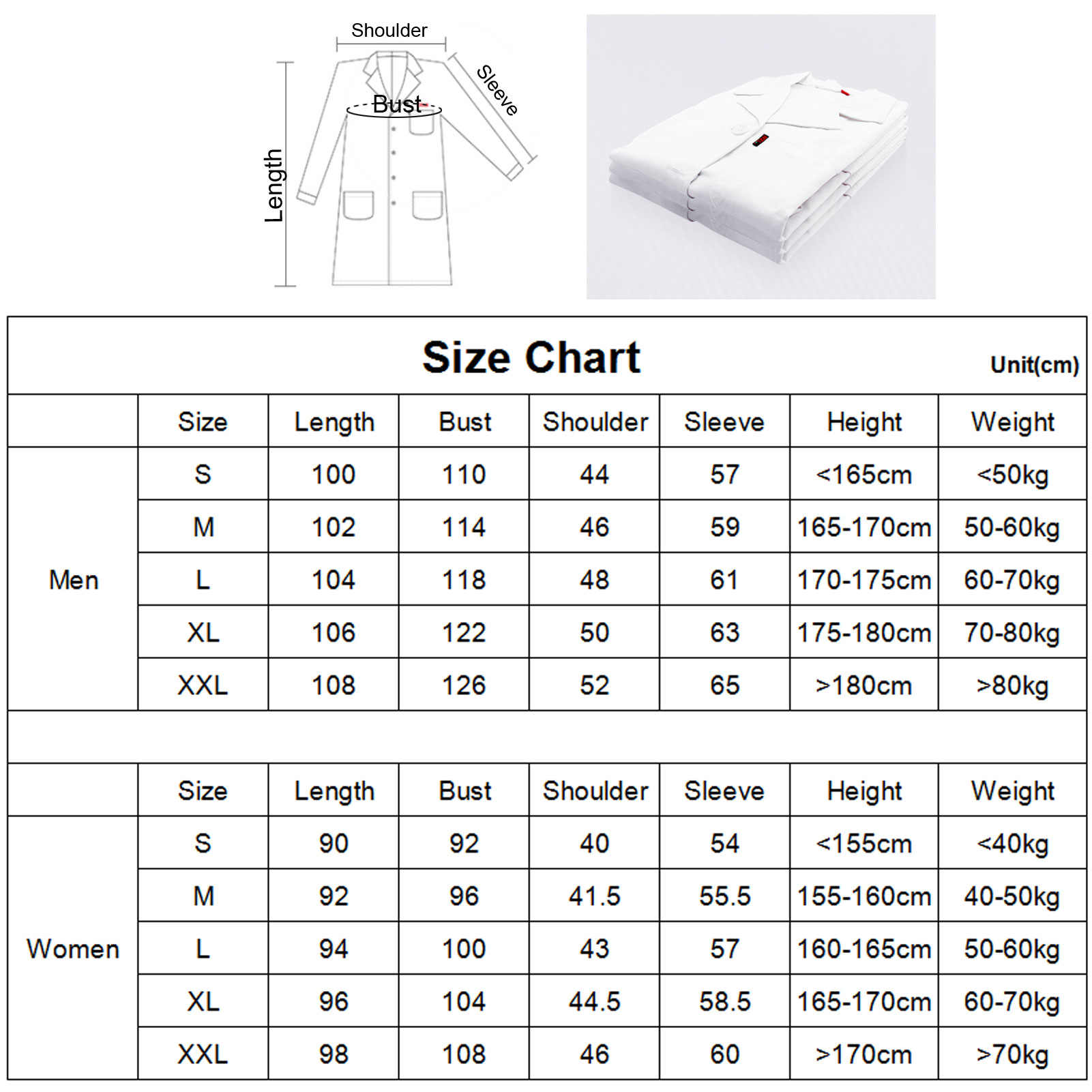 ADAMAS BETA Lab Classic White Coat Polyester Cotton Single Breasted Men's/Women's Nurse Uniform for Laboratory/Hospital/Clean Workshop