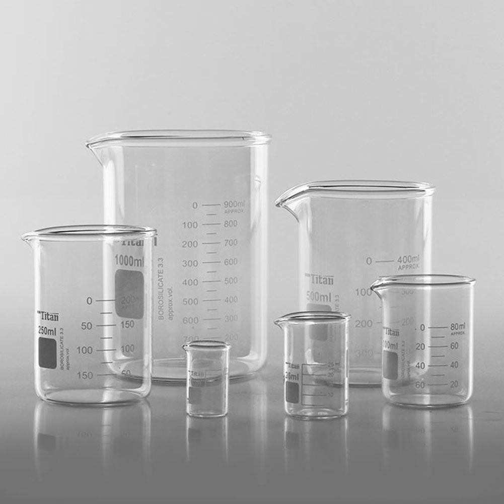 6pcs Laboratory Clear 300ml PP Plastic Graduated Measuring Cup Handled Beaker - Transparent