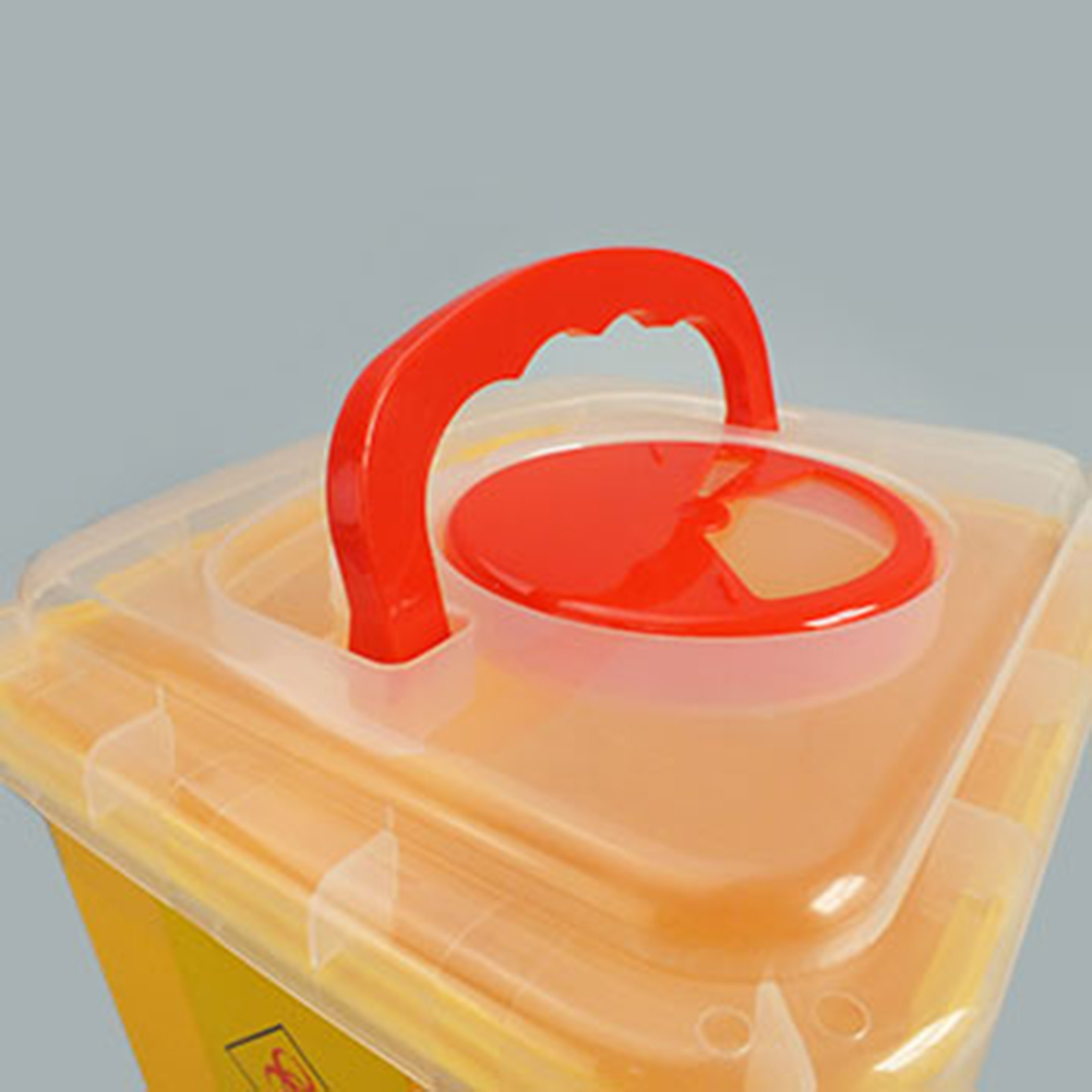 ADAMAS-BETA Yellow Sharp Box Medical Waste Trash Can Square/Round Sharp Weapon Box with Cover Lab Big Capacity Plastic Storage Box