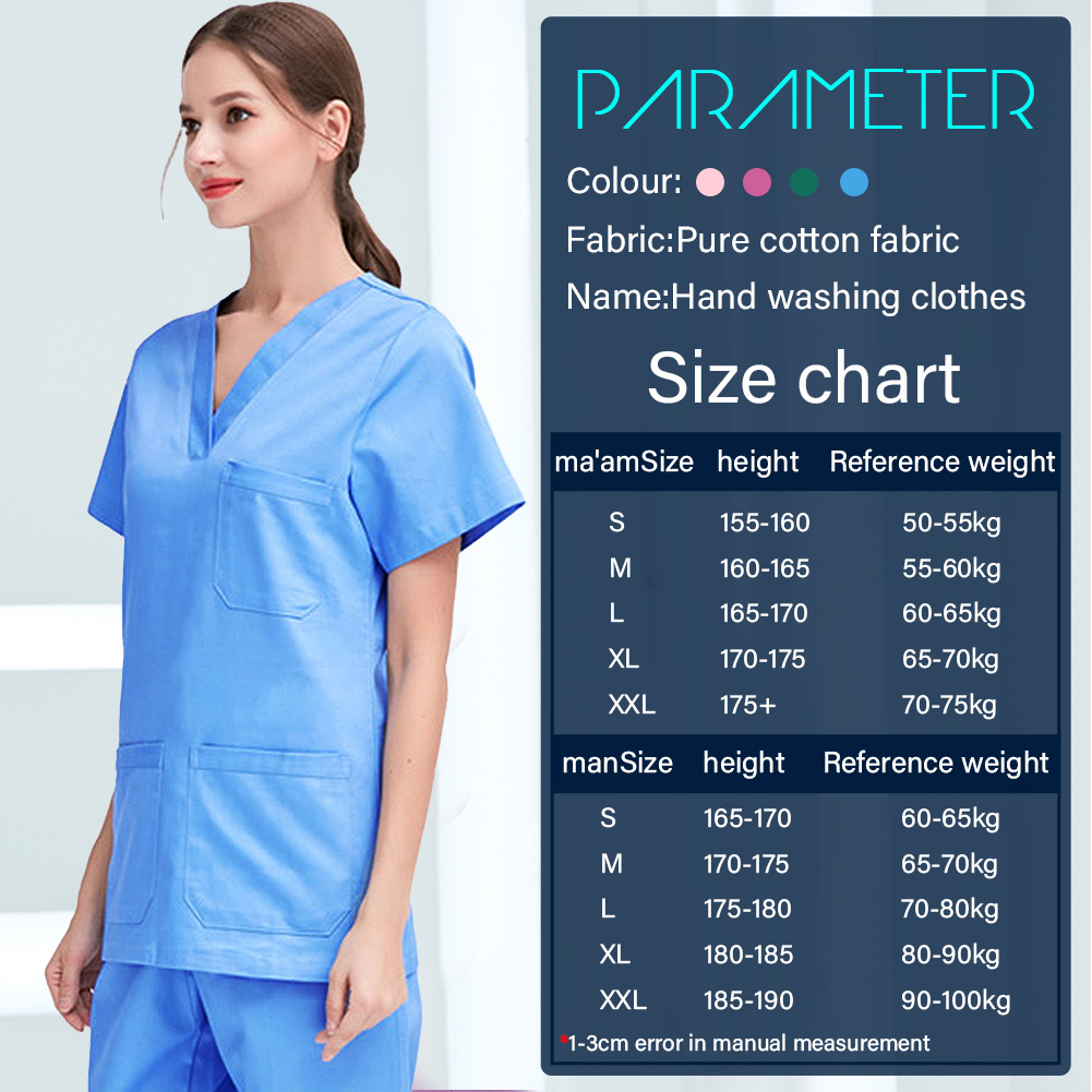 Female Lab Clothes Short-sleeved Set Nurse Pharmacy Workwear with Pocket Summer Casual Experiment Working Pants Slim Uniforms