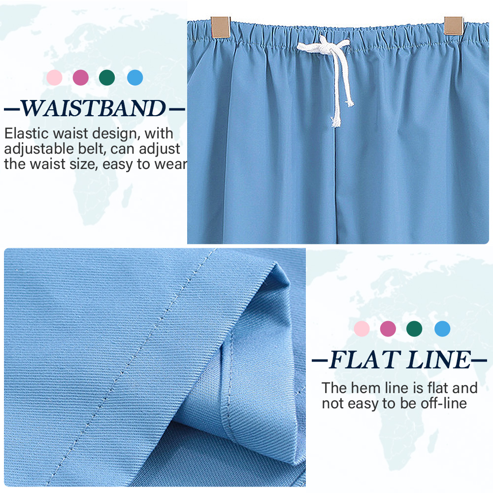 Female Lab Clothes Short-sleeved Set Nurse Pharmacy Workwear with Pocket Summer Casual Experiment Working Pants Slim Uniforms