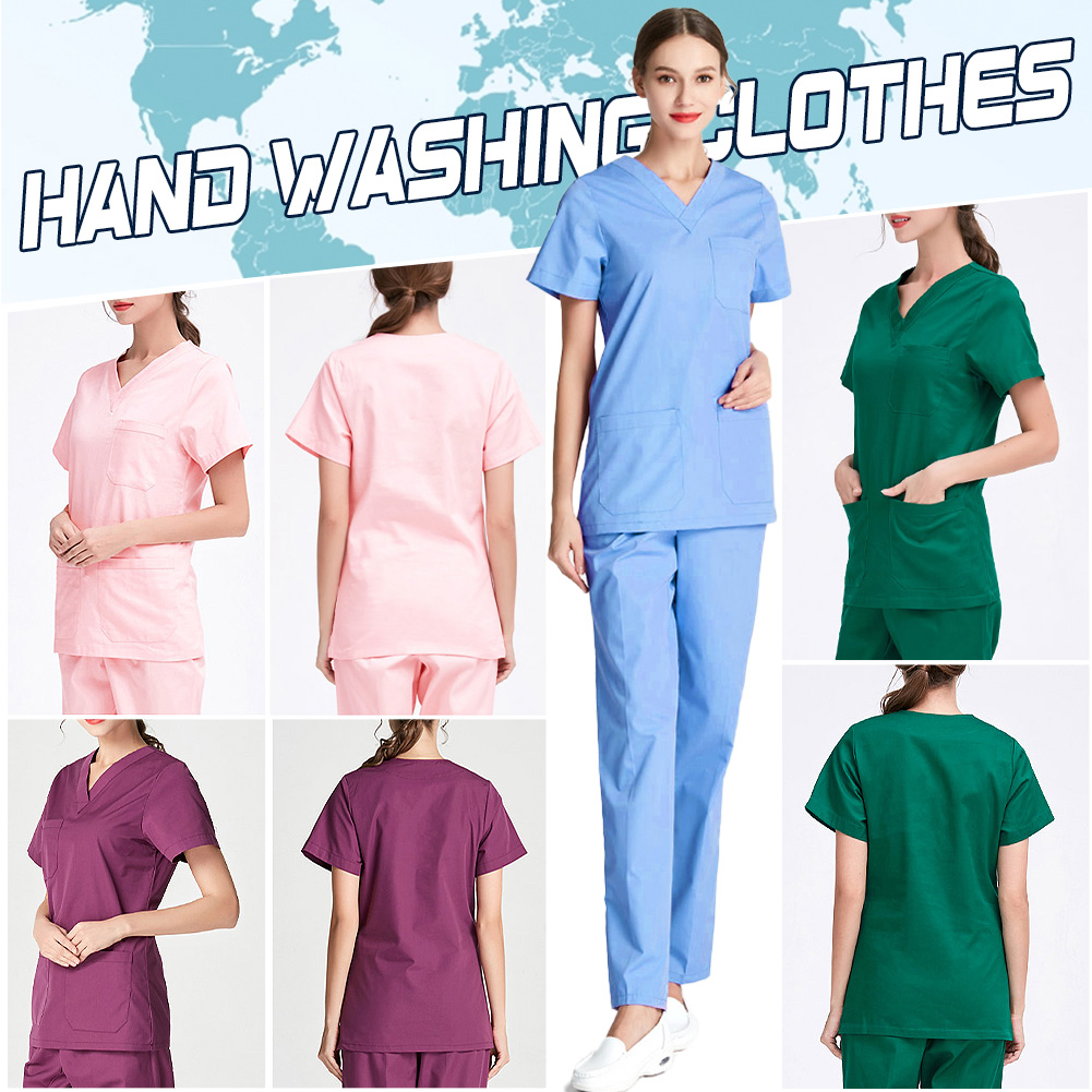 Female Lab Clothes Short-sleeved Set Nurse Pharmacy Workwear with Pocket Summer Casual Experiment Working Pants Slim Uniforms