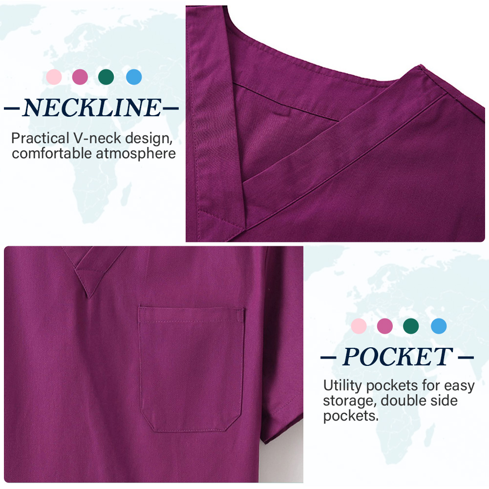 Female Lab Clothes Short-sleeved Set Nurse Pharmacy Workwear with Pocket Summer Casual Experiment Working Pants Slim Uniforms