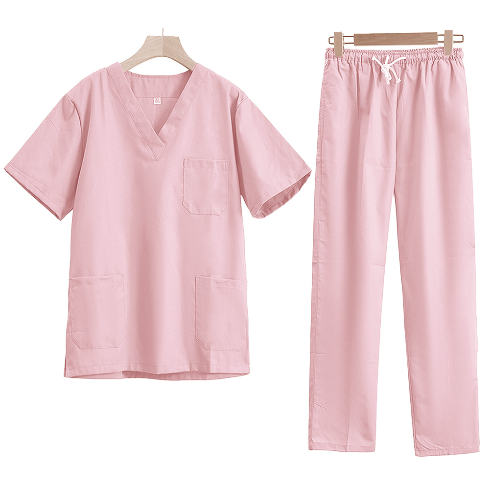 Female Lab Clothes Short-sleeved Set Nurse Pharmacy Workwear with Pocket Summer Casual Experiment Working Pants Slim Uniforms