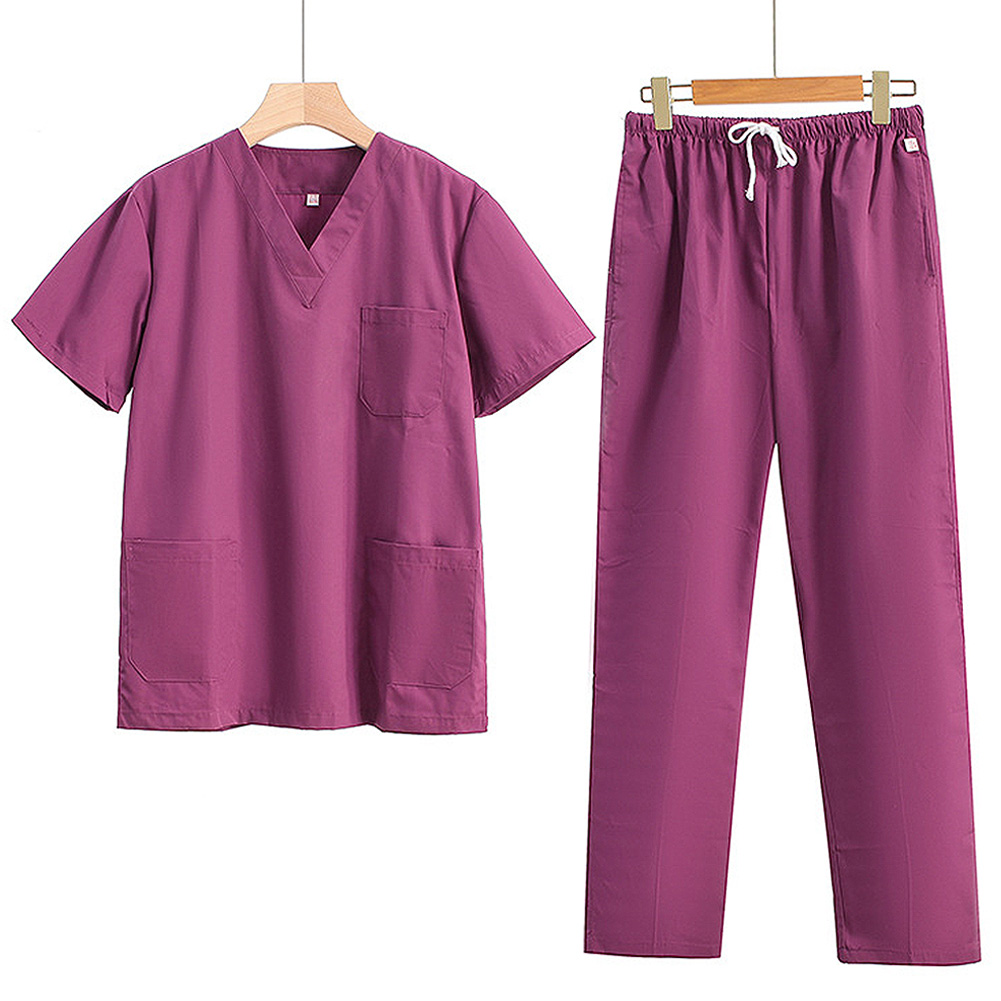 Female Lab Clothes Short-sleeved Set Nurse Pharmacy Workwear with Pocket Summer Casual Experiment Working Pants Slim Uniforms